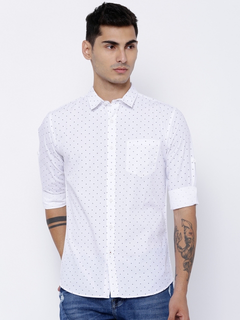 

HIGHLANDER Men White Slim Fit Printed Casual Shirt