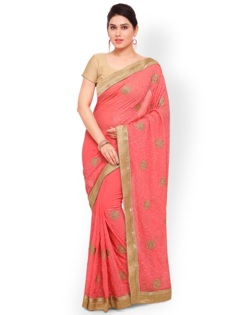 

Sareegama Pink Embellished Poly Georgette Saree