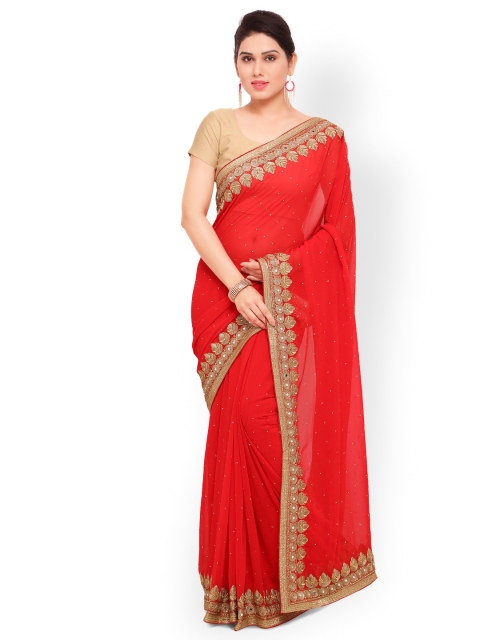 

Sareegama Red Embellished Poly Georgette Saree