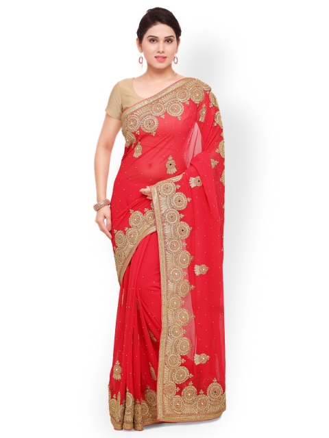 

Sareegama Pink Embellished Poly Georgette Saree