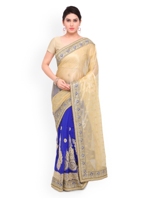 

Sareegama Blue & Beige Poly Georgette Embroidered Saree