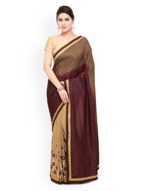 

Sareegama Beige & Brown Poly Georgette Embroidered Saree