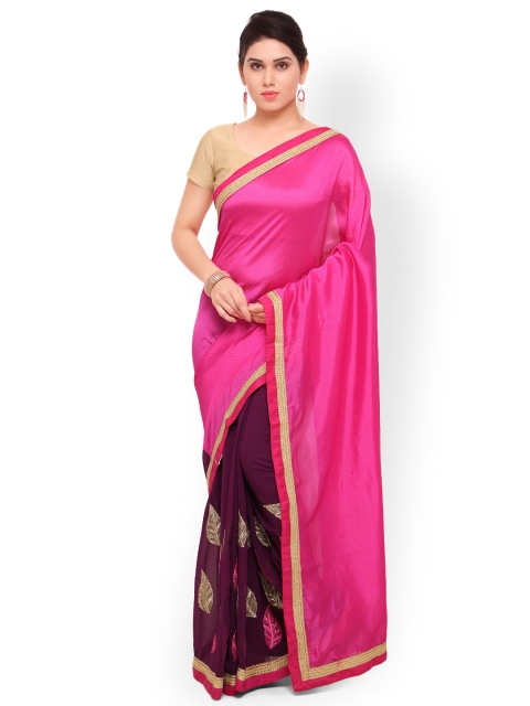 

Sareegama Pink & Purple Poly Georgette Solid Saree