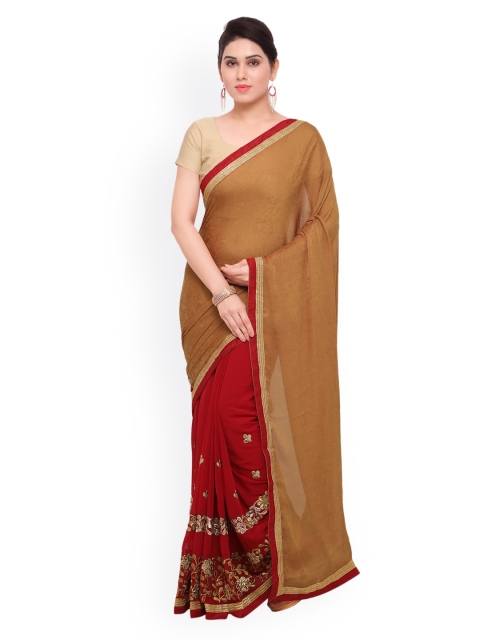 

Sareegama Brown & Maroon Poly Georgette Saree
