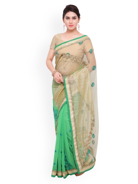 

Sareegama Green & Beige Poly Georgette Embroidered Saree