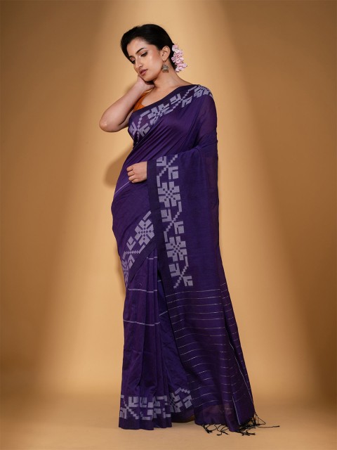 

BEATITUDE Violet & Off White Pure Cotton Saree