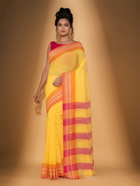 

BEATITUDE Yellow & Pink Pure Cotton Saree