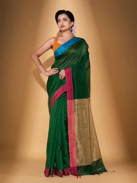 

BEATITUDE Green & Blue Blended Cotton Saree