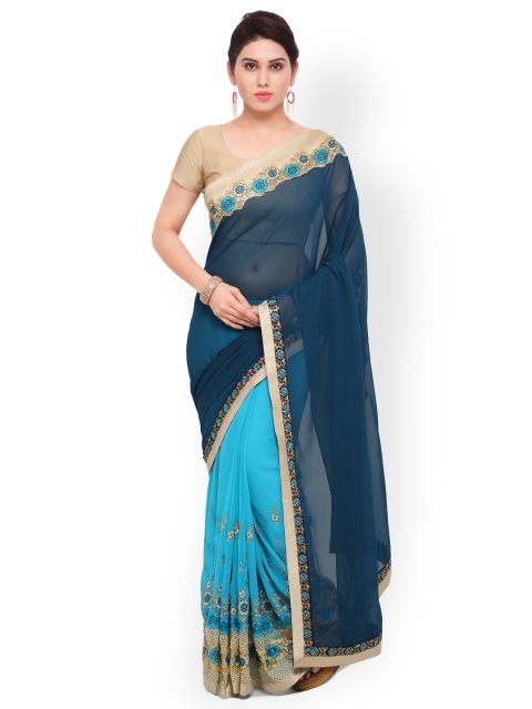 

Sareegama Blue Solid Poly Georgette Saree
