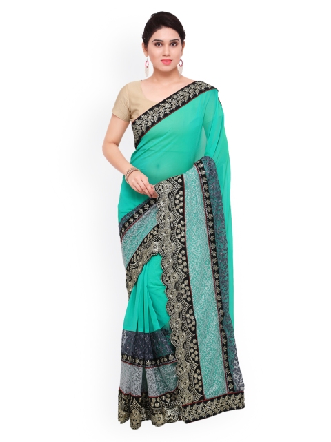 

Sareegama Green Embroidered Poly Georgette Saree