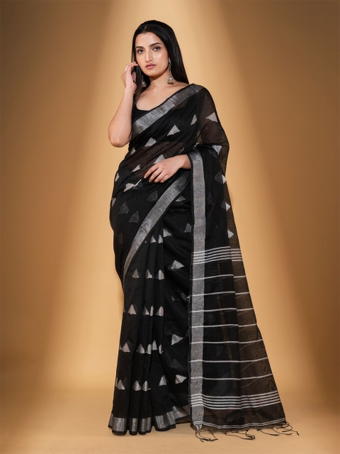 

BEATITUDE Black & Grey Zari Saree