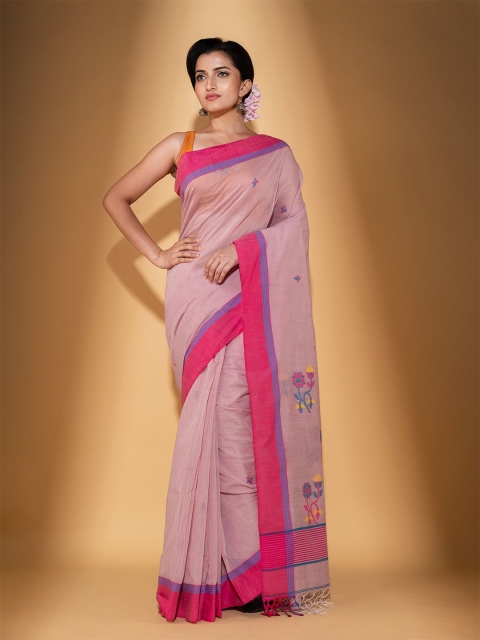 

BEATITUDE Cream-Coloured & Yellow Woven Design Pure Cotton Saree