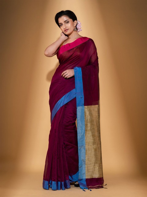 

BEATITUDE Burgundy & Blue Saree