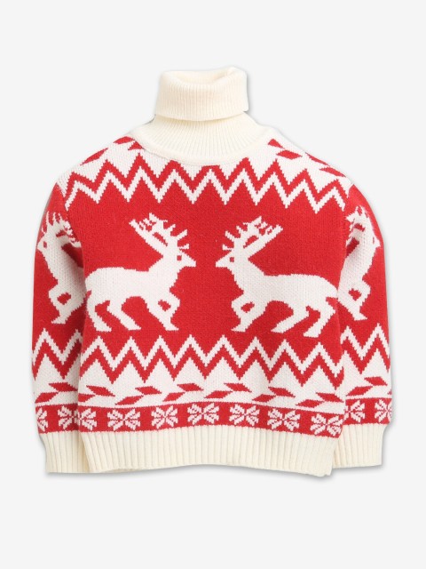 

Hopscotch Girls Red & White Printed Pullover