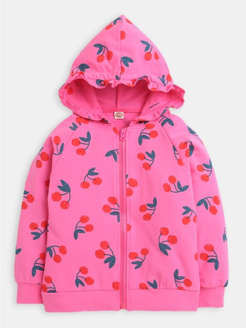 

Hopscotch Girls Peach-Coloured Printed Hooded Sweatshirt