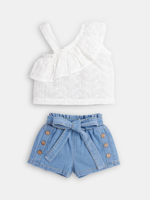 

Hopscotch Girls White & Blue Top with Shorts