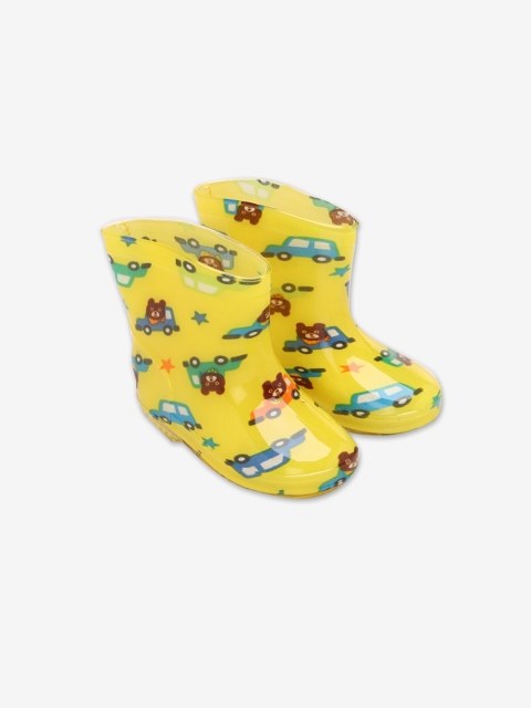 

Hopscotch Boys Yellow Printed Rain Boots
