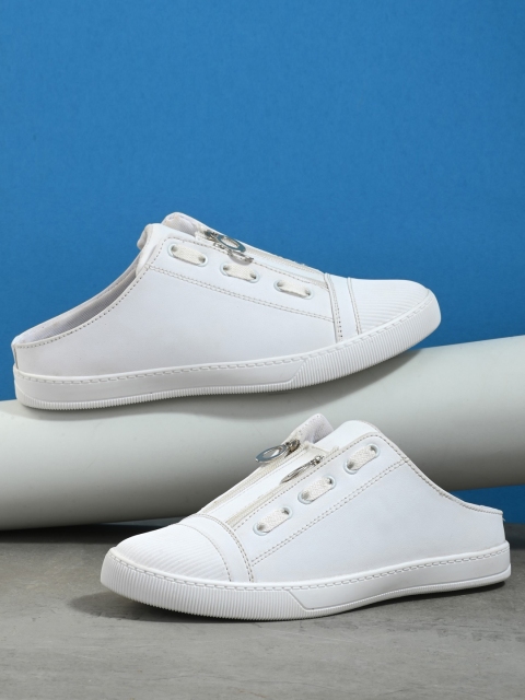 

AfroJack Men White Solid Synthetic Slip On Mules