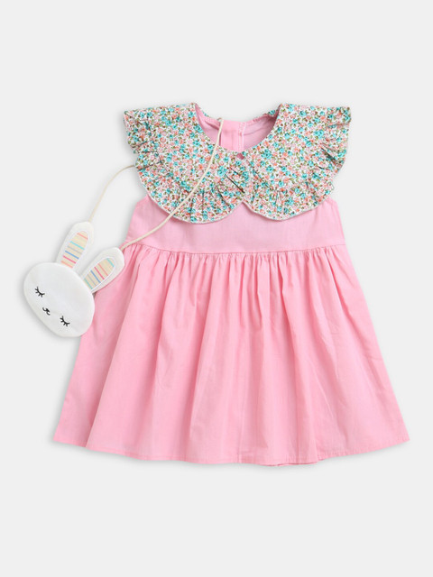 

Hopscotch Girls Pink Solid Fit and Flare Dress