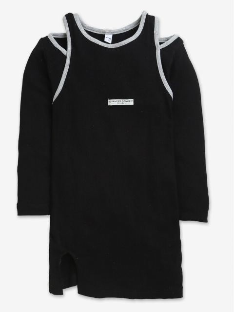 

Hopscotch Black Cotton T-shirt Dress