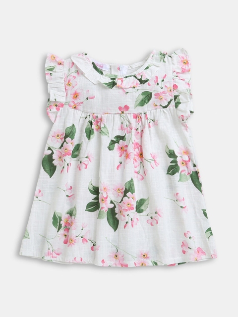 

Hopscotch Girls White & Pink Floral A-Line Dress