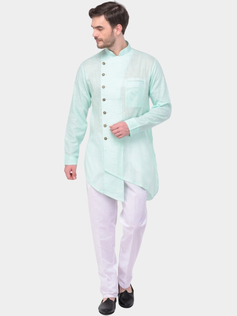

SG LEMAN Men Sea Green Kurta Set