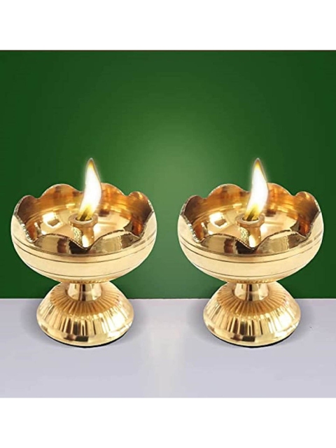 

Fashion Bizz Set Of 2 Gold-Toned Flower Shaped Diya