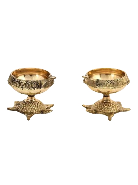 

Fashion Bizz Set Of 2 Gold-Toned Solid Akhand Diyas