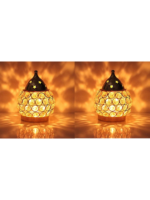 

Fashion Bizz Set of 2 Solid Crystal Diyas, Gold
