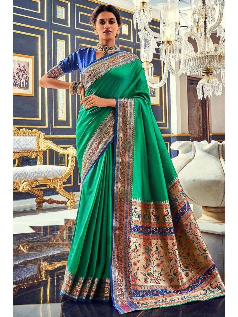 

KARAGIRI Green & Blue Zari Saree