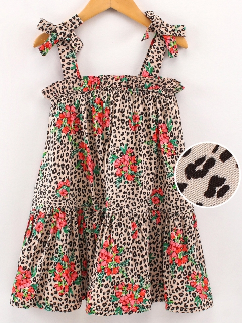 

CrayonFlakes Brown & Orange Animal A-Line Dress