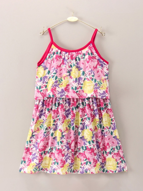 

CrayonFlakes Off White & Pink Printed Floral Dress