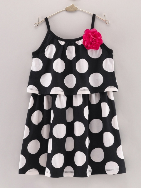 

CrayonFlakes Girls Black Polka Dot Printed Maxi Dress