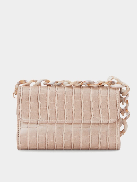 

20Dresses Beige Textured Structured Handheld Bag