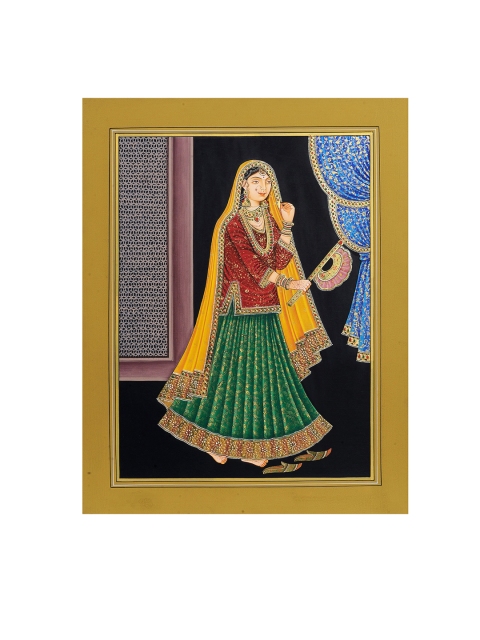 

Exotic India Yellow Royal Daasi Fanning The QueenPainting Wall Art