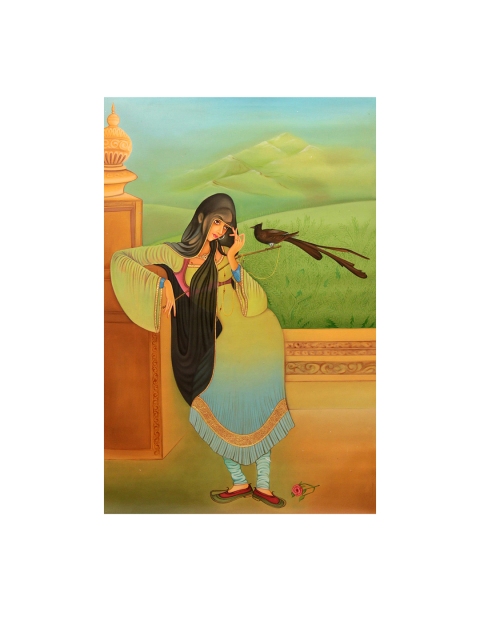 

Exotic India Blue & Green Printed Wall Art