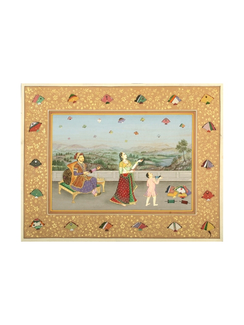 

Exotic India Beige Colored Festival of Kites Hand-Painted Wall Art