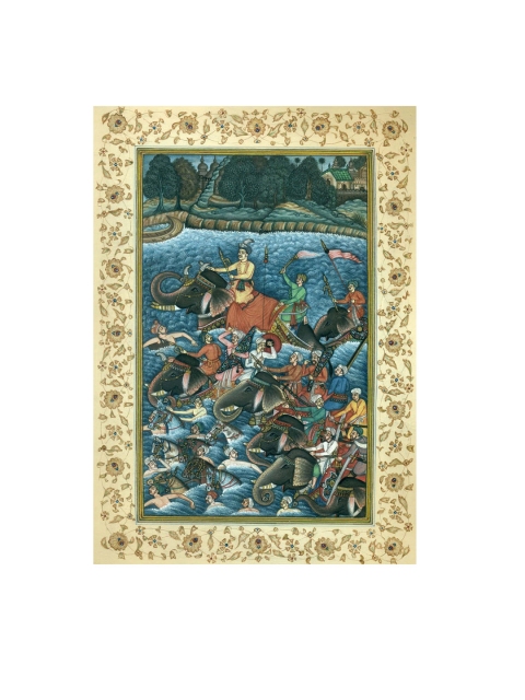 

Exotic India Blue & Beige Printed Wall Art