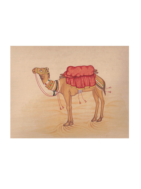 

Exotic India Brown & Red Printed Camel Wall Art