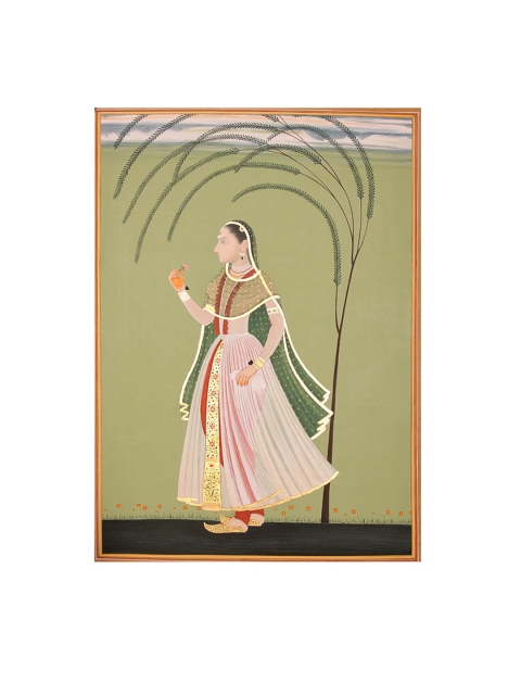 

Exotic India Green & Pink Printed Wall Art