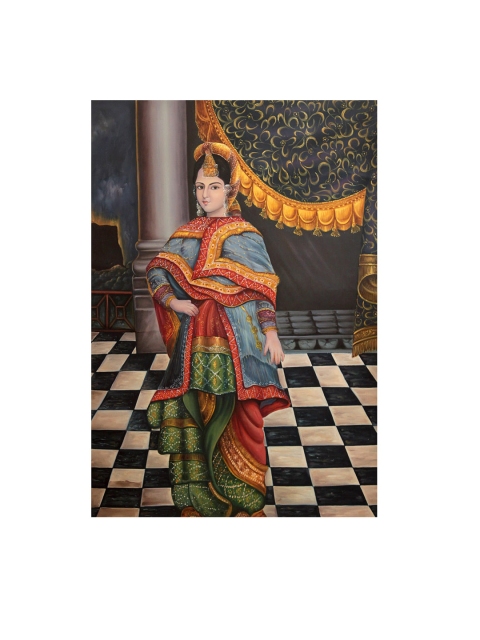 

Exotic India Yellow & Black Hand-Painted Enchantress Wall Art