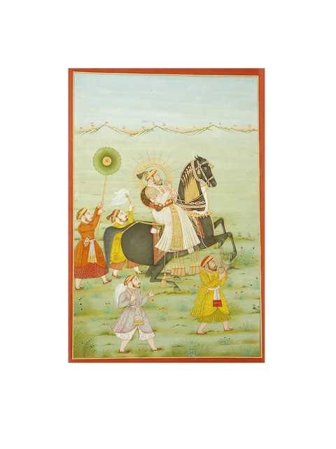 

Exotic India Green & Red Maharana Sangram Singh Painting Wall Art