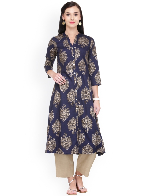

Varanga Women Blue & Beige Printed Kurta with Palazzos