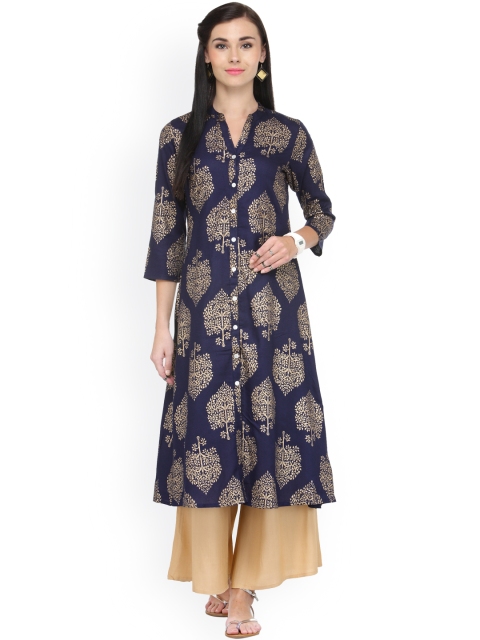 

Varanga Women Blue & Beige Printed Kurta with Palazzos