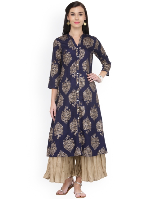 

Varanga Women Blue & Beige Printed Kurta with Palazzos