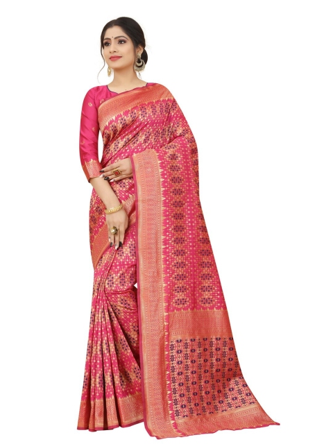 

MOKSHA DESIGNS Peach-Coloured & Blue Woven Design Zari Pure Silk Kanjeevaram Saree