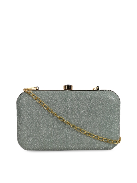 

LELYS Olive Green & Gold-Toned Textured Box Clutch