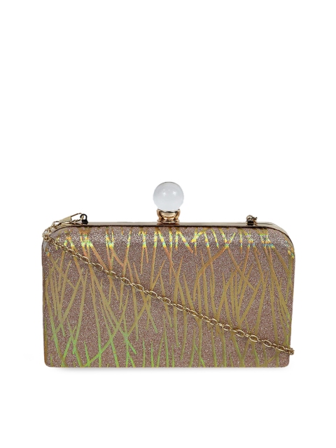 

LELYS Beige & Gold-Toned Embellished Box Clutch