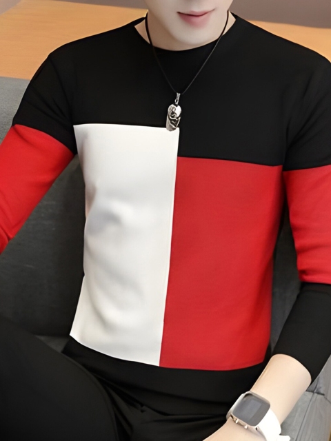 

GESPO Men Red & Black Colourblocked T-shirt