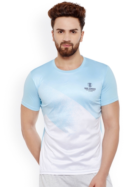 

Duke Men Blue & White Solid Round Neck T-shirt